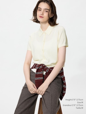 FEMME CARDIGAN MÉLANGE LAINE MÉRINOS COL POLO