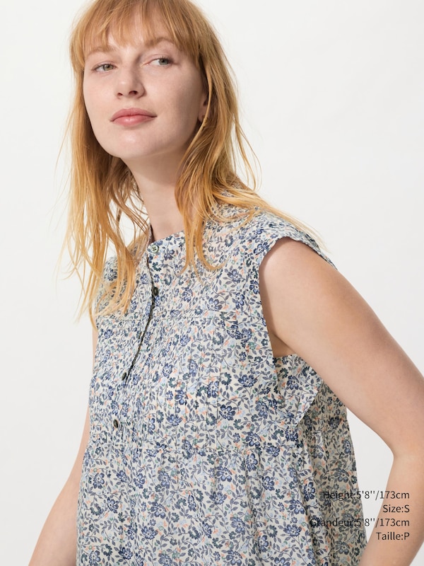 LIGHT COTTON PINTUCK BLOUSE | SLEEVELESS