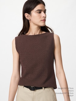 T-SHIRT FRONCÉ COL BATEAU SANS MANCHES