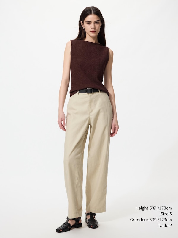 SHIRRING BOAT NECK T-SHIRT | SLEEVELESS