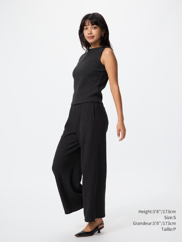 Shirring Boat Neck T-Shirt | Sleeveless