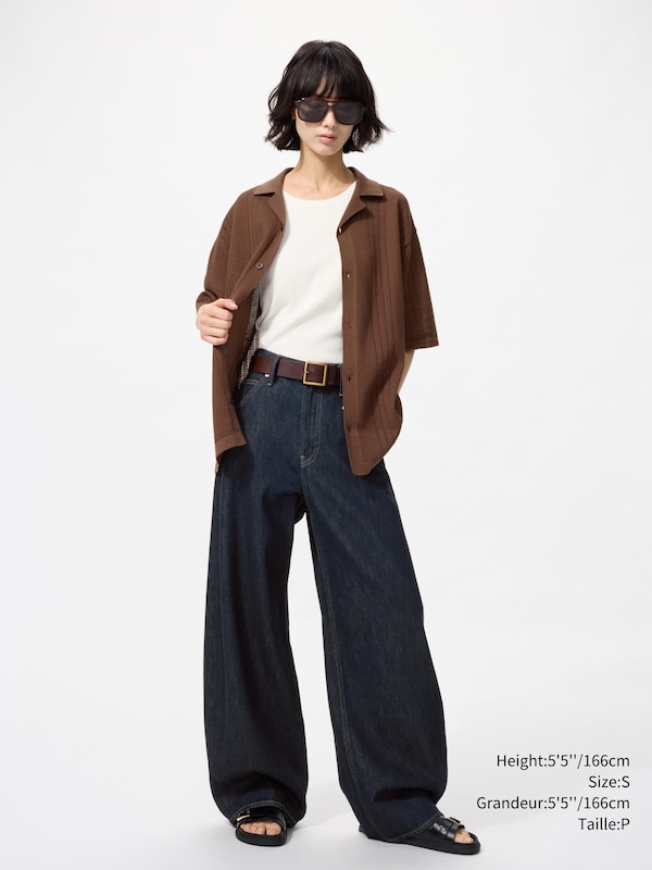 Washable Knitted Shirt Short Sleeve