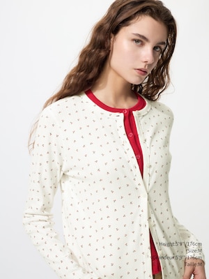 Pointelle Cardigan Long Sleeve | Print