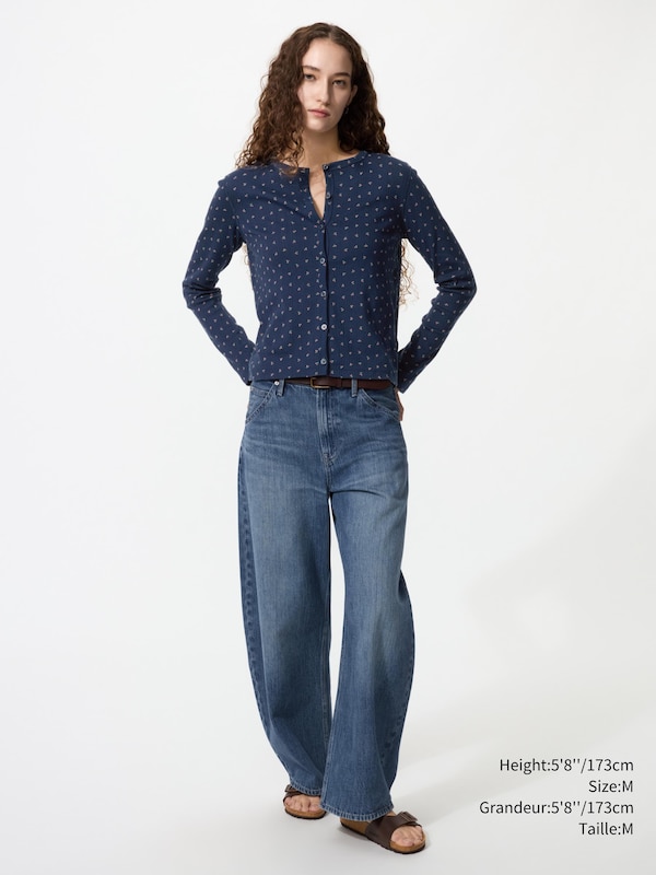 Pointelle Cardigan Long Sleeve | Print