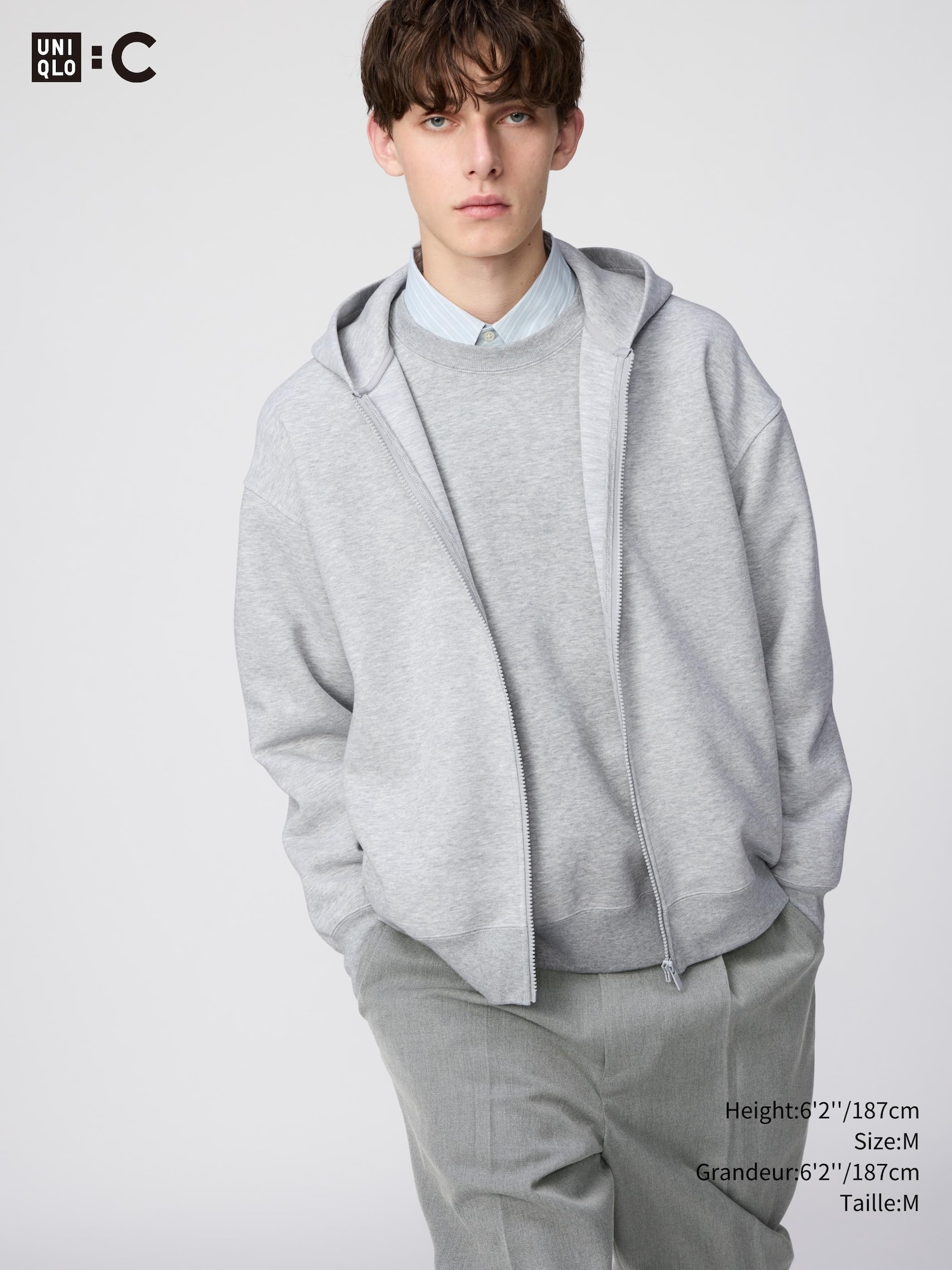 UNIQLO  U 即完売パーカ グレー メンズ XS Unisex Sweat Oversized Full Zip Hoodie | UNIQLO CA