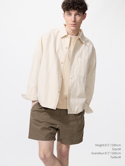 SHORT À ENFILER EN MÉLANGE LIN 5"