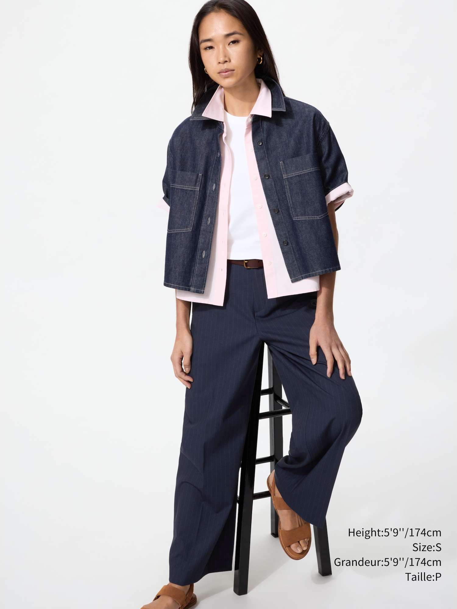 Women's Smart Wide Pants | Striped | UNIQLO CA