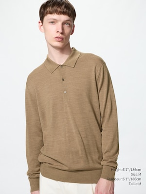 Extra Fine Merino Long Sleeve Polo Shirt