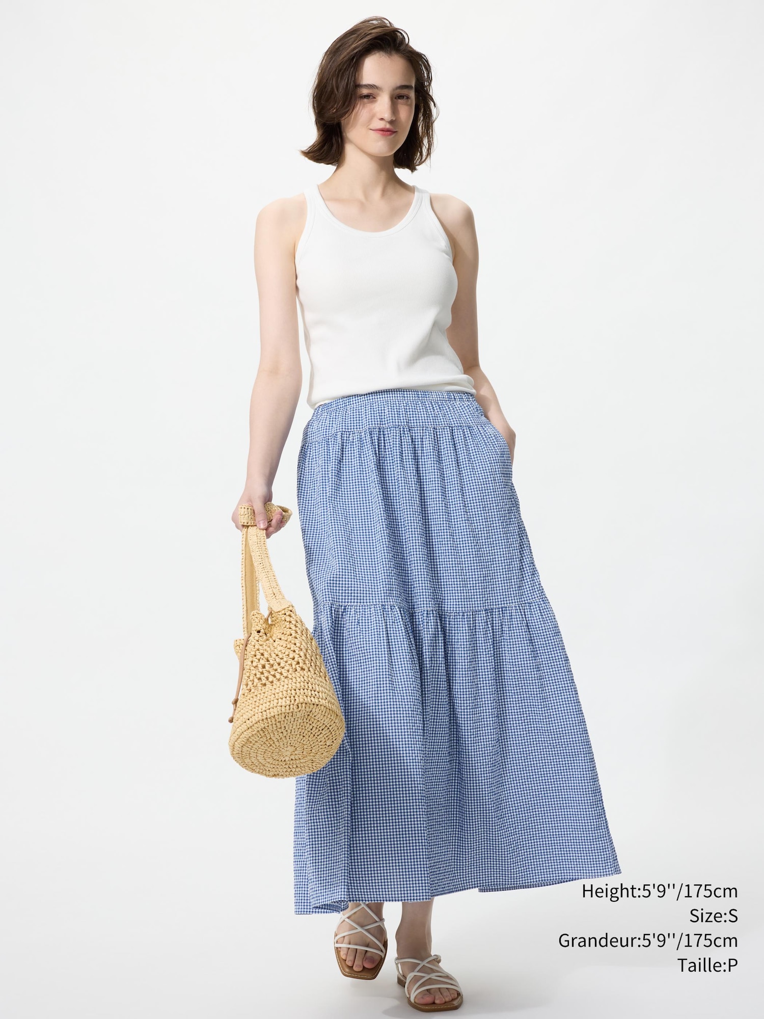 Women's Tiered Maxi Skirt | Gingham Check | UNIQLO CA