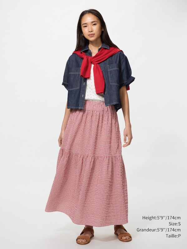 Tiered Maxi Skirt | Gingham Check