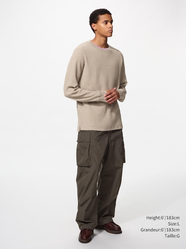 Waffle Crew Neck T-Shirt Long Sleeve