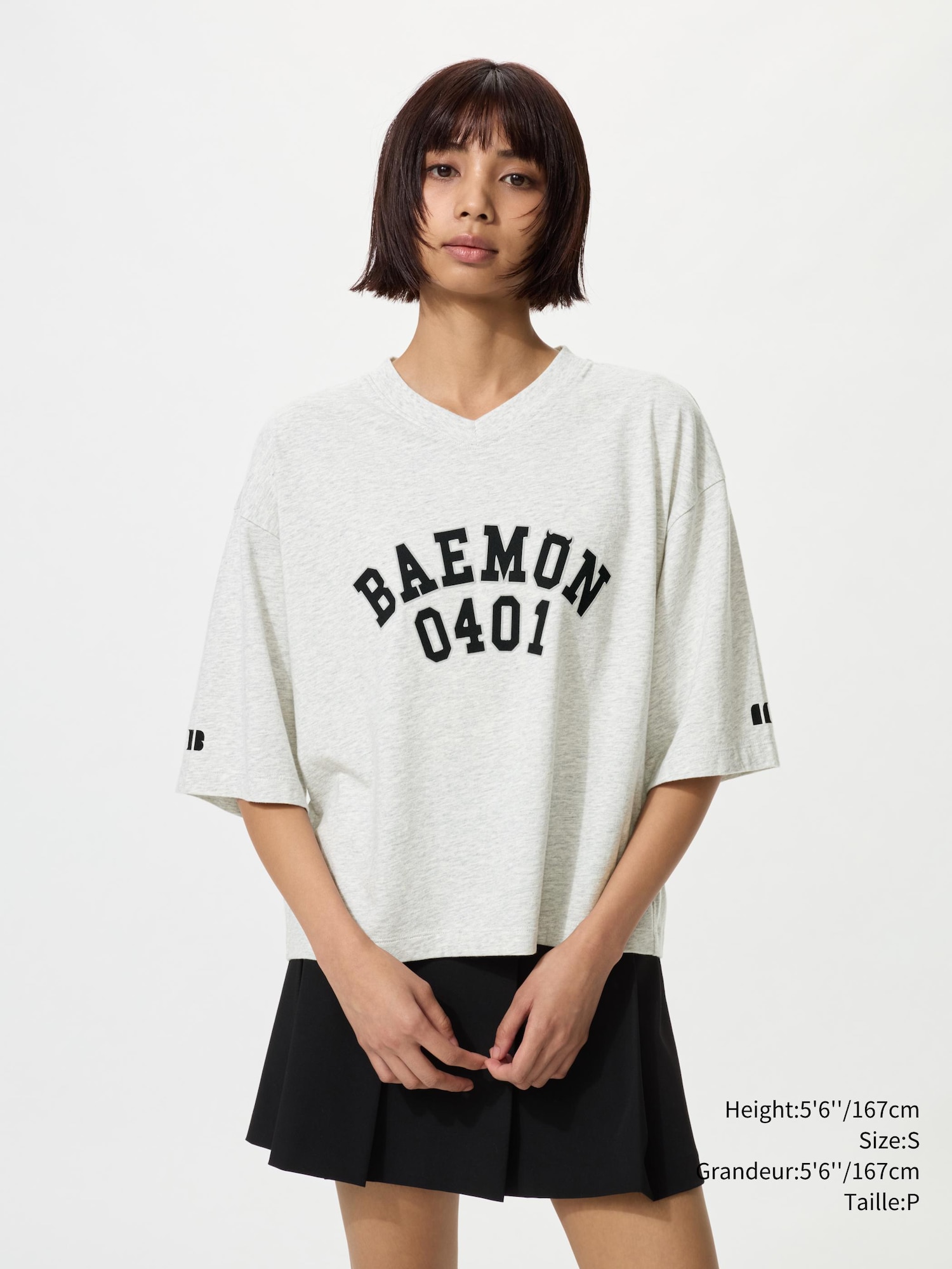 Women's BABYMONSTER UT Cropped Graphic T-Shirt | V-Neck | UNIQLO CA