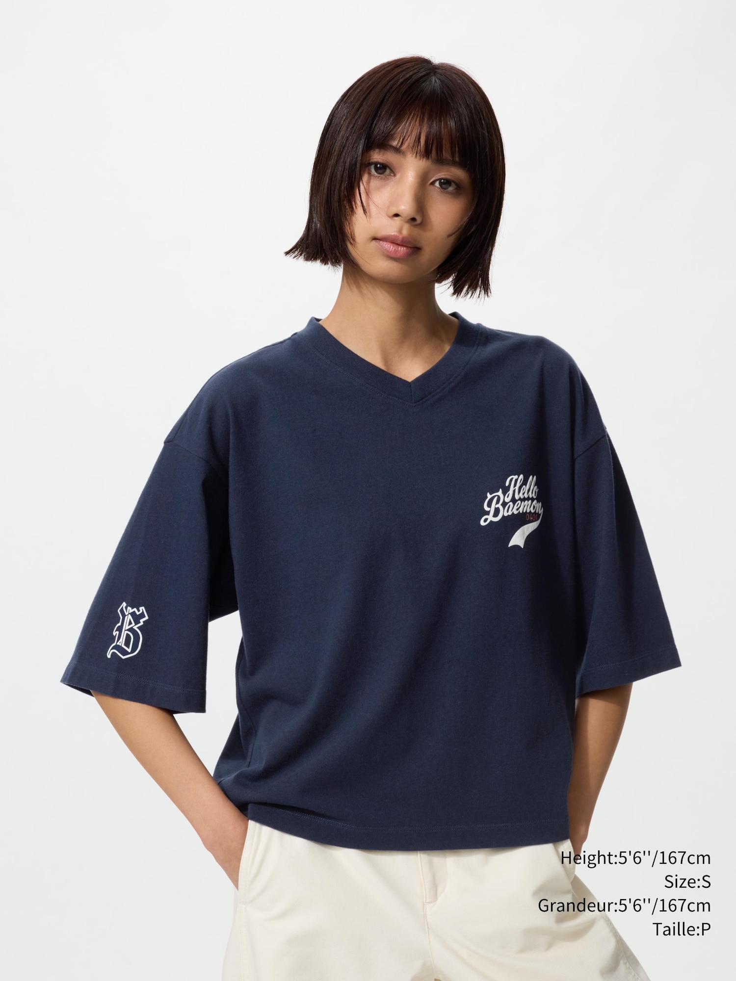 Women's BABYMONSTER UT Cropped Graphic T-Shirt | V-Neck | UNIQLO CA