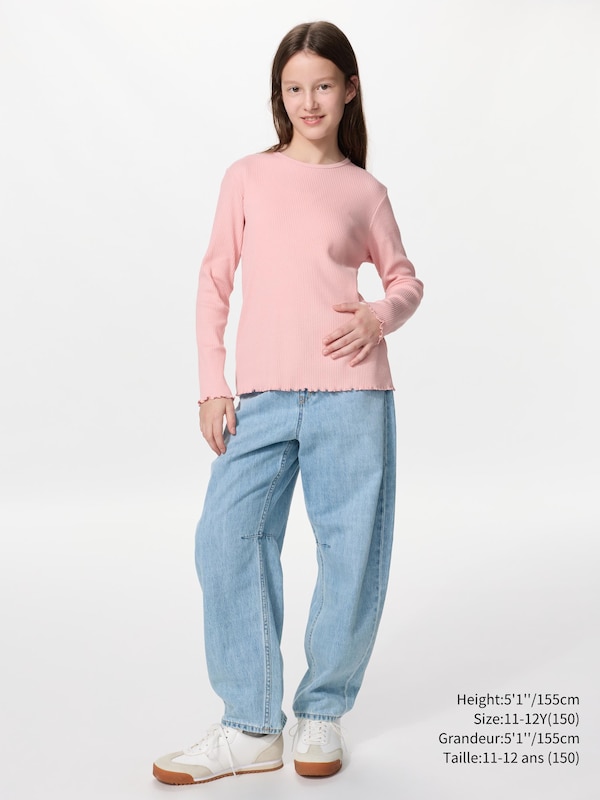 Ribbed Crew Neck T-Shirt Long Sleeve