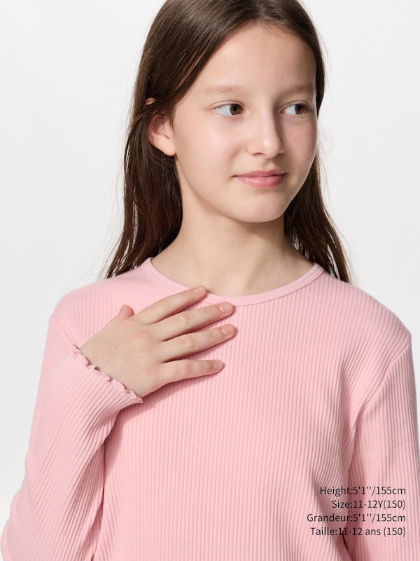 Ribbed Crew Neck T-Shirt Long Sleeve