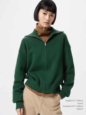 CARDIGAN EN COTON DOUX À ZIP INTÉGRAL