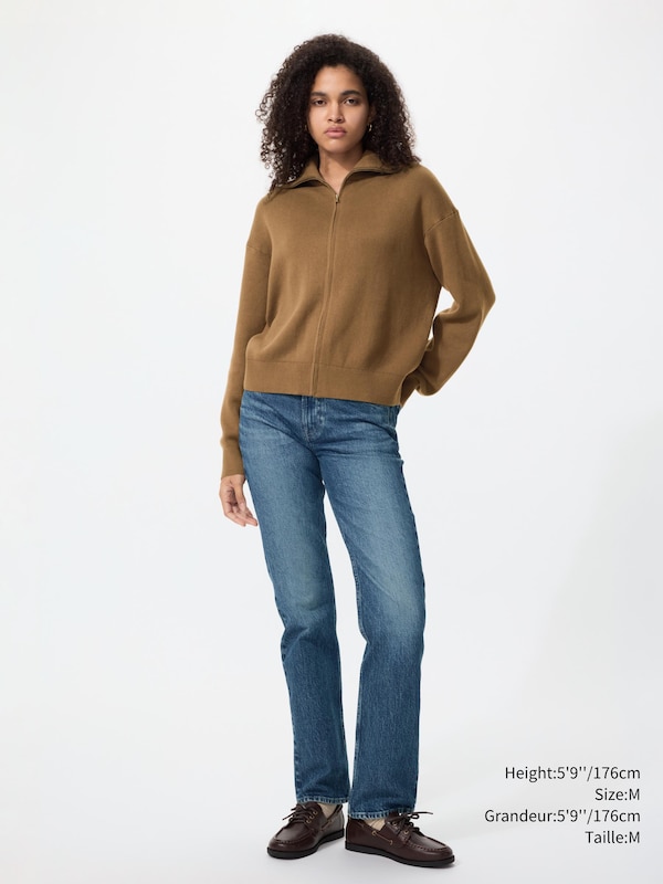 Smooth Cotton Full Zip Cardigan
