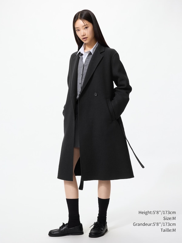 FEMME MANTEAU LONG DÉCONTRACTÉ DOUBLE-FACE
