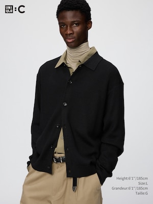 CARDIGAN MÉLANGE LAINE MÉRINOS COL CHEMISE