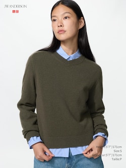 Wool Cashmere V Neck Short Sweater