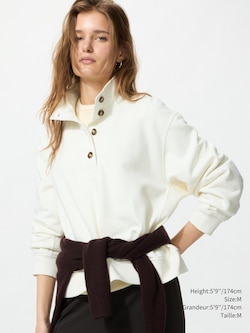 Button Up Sweat Pullover