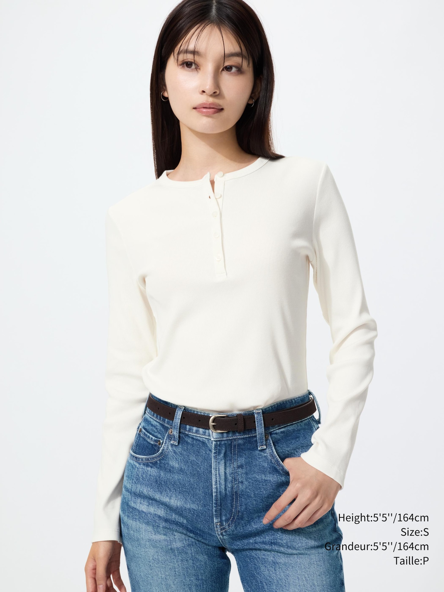 Women's Ribbed Henley Neck T-Shirt | UNIQLO CA