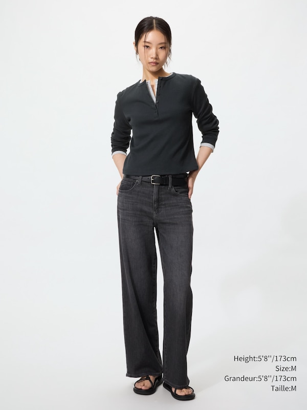 RIBBED HENLEY NECK T-SHIRT