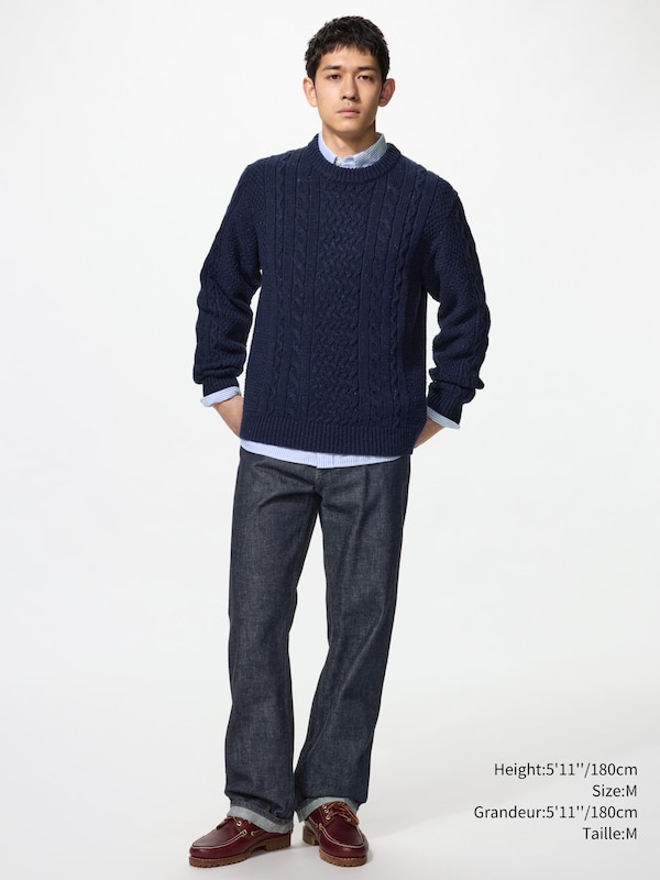 Low Gauge Cable Crew Neck Sweater