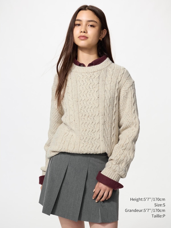 Low Gauge Cable Crew Neck Sweater