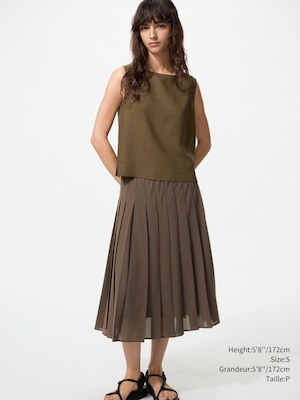 FEMME JUPE MIDI PLISSÉE EN MOUSSELINE