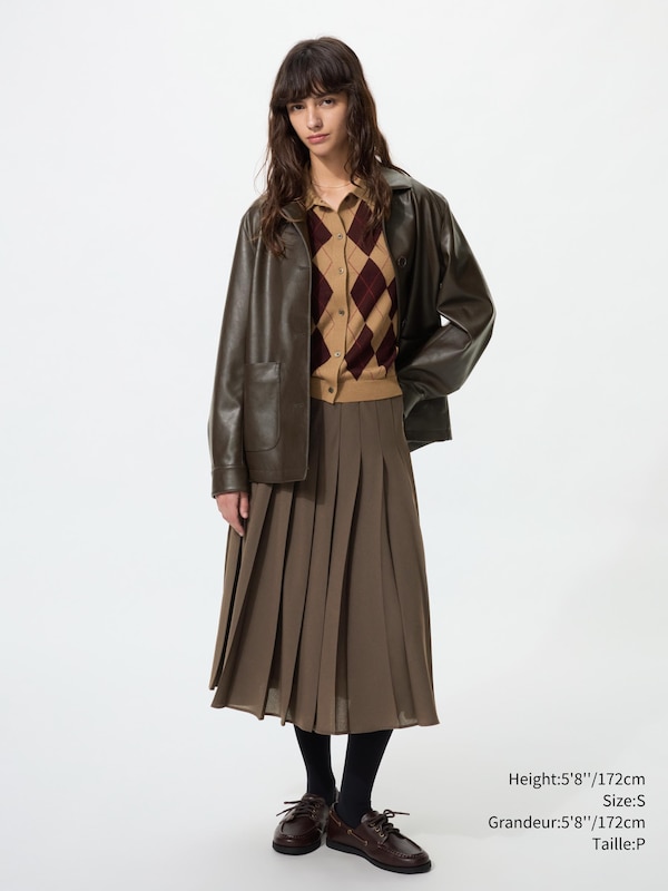 Chiffon Pleated Midi Skirt