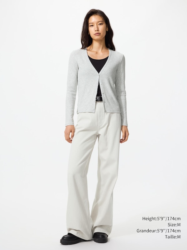 Ribbed V Neck Cardigan
