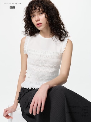 T-SHIRT FRONCÉ SANS MANCHES