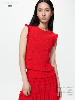 Shirring Sleeveless T-Shirt