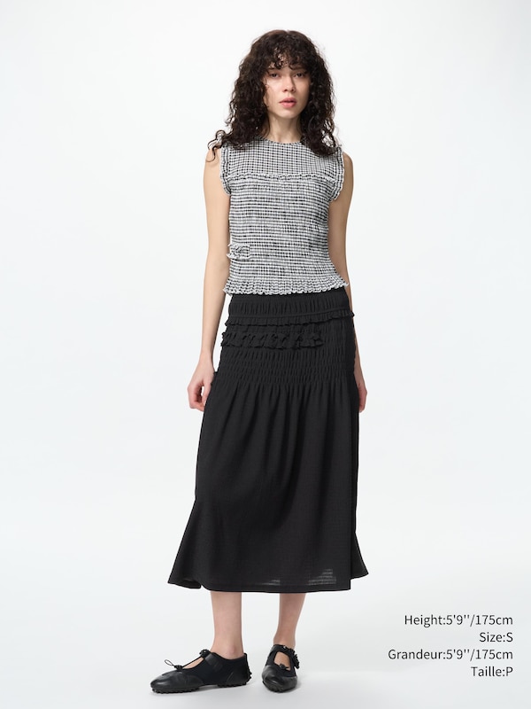 Shirring Sleeveless T-Shirt | Check