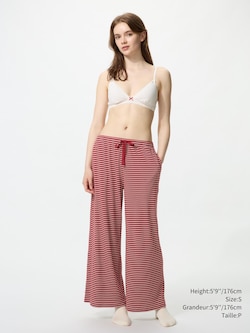 FEMME PANTALON AMPLE À ENFILER À CÔTES FINES