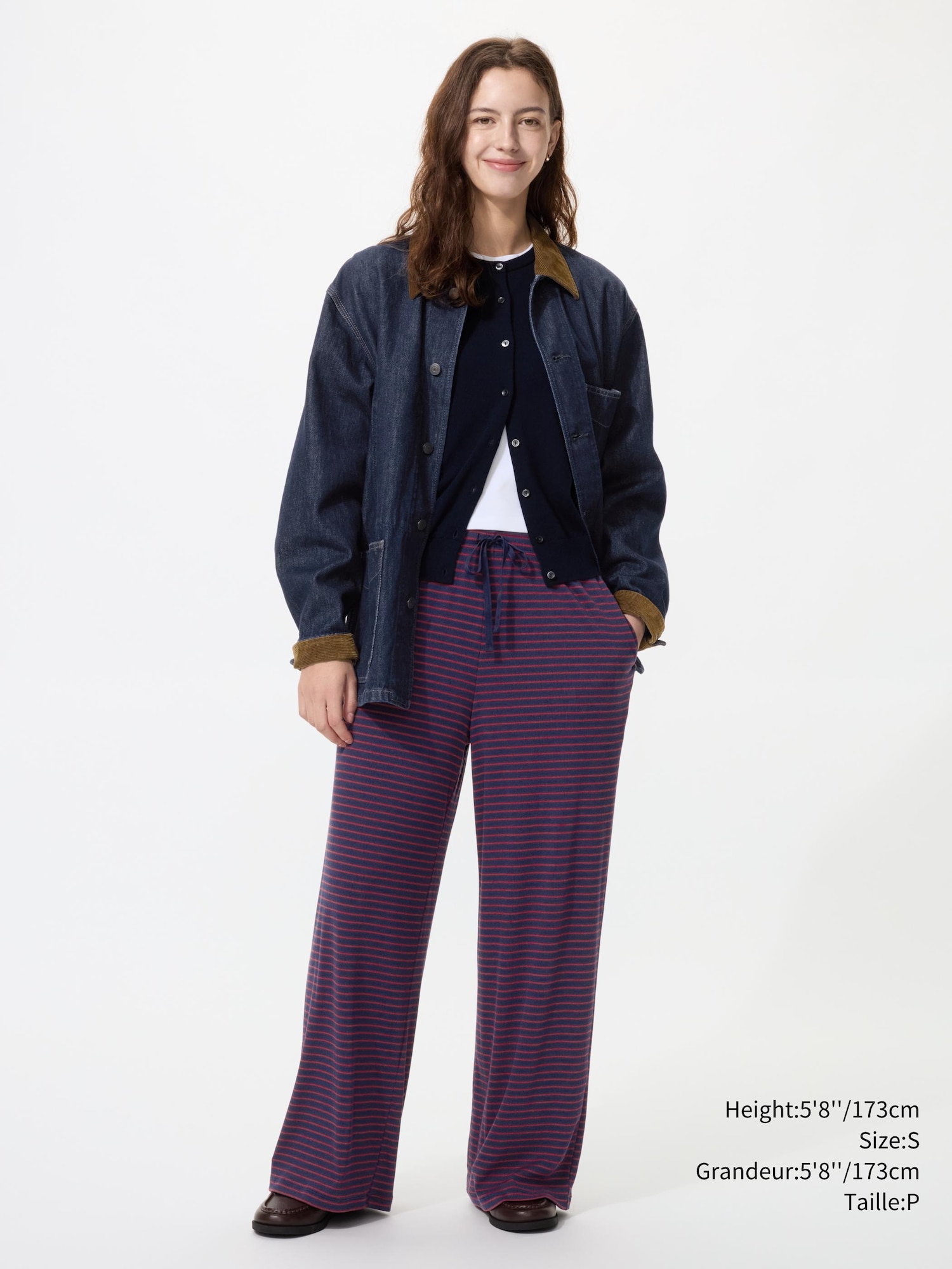 Women's Ribbed Wide Easy Pants | Stripe | UNIQLO CA