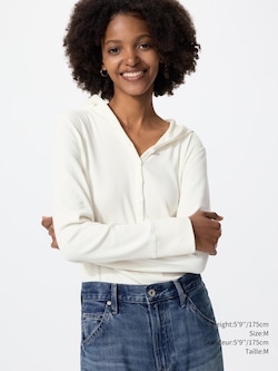 FEMME T-SHIRT À CAPUCHE MANCHES LONGUES