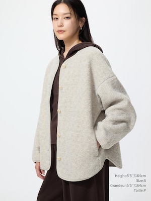FEMME CARDIGAN DÉCONTRACTÉ DOUBLÉ DE POLAIRE
