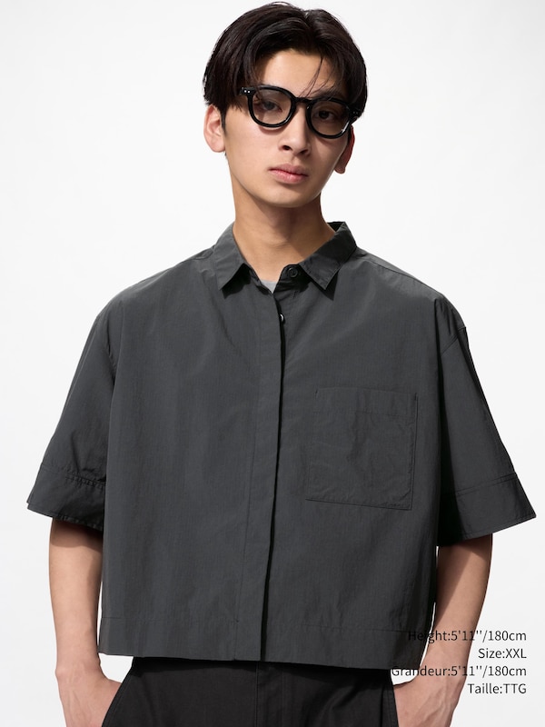 NYLON BOXY SHORT SHIRT | HALF SLEEVE
