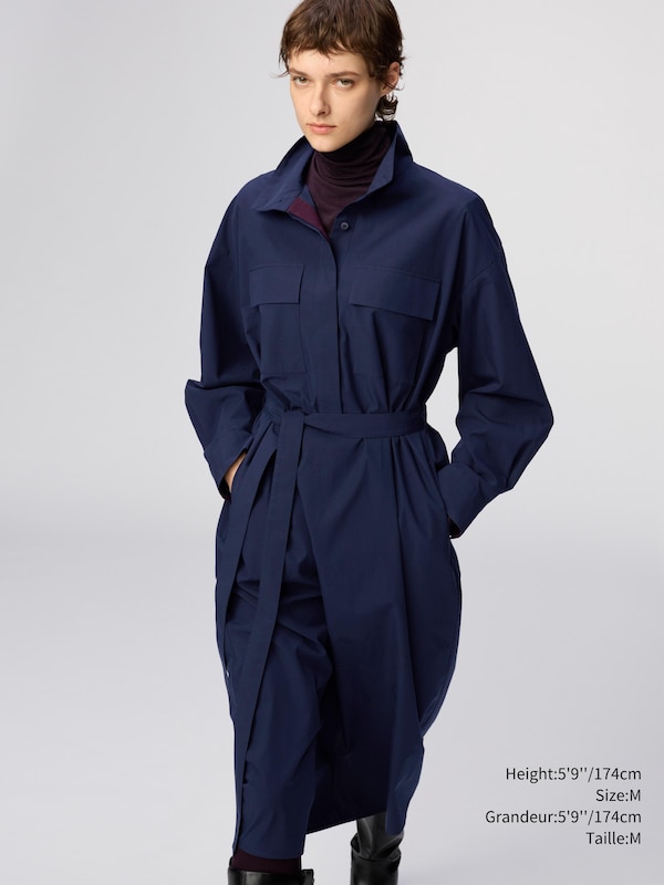 Cotton Stand Collar Dress