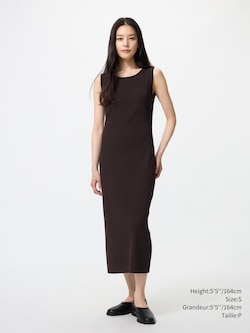 Washable Ribbed Knit Dress Sleeveless