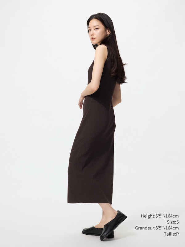 Washable Ribbed Knit Dress Sleeveless