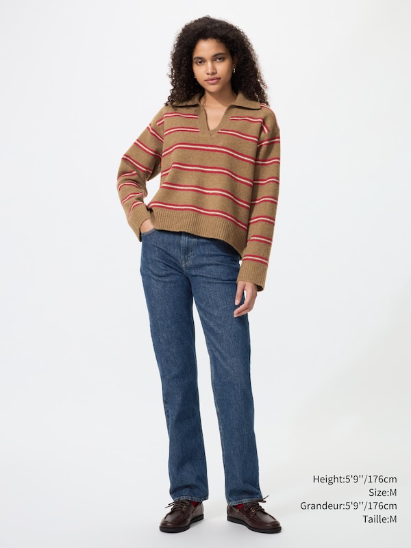 Souffle Yarn Skipper Polo Sweater | Striped