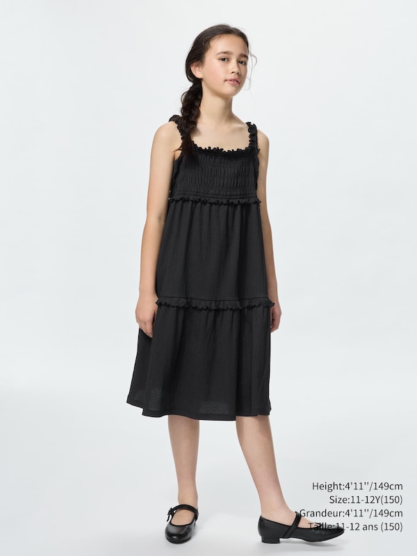 Shirring Dress Sleeveless | Solid