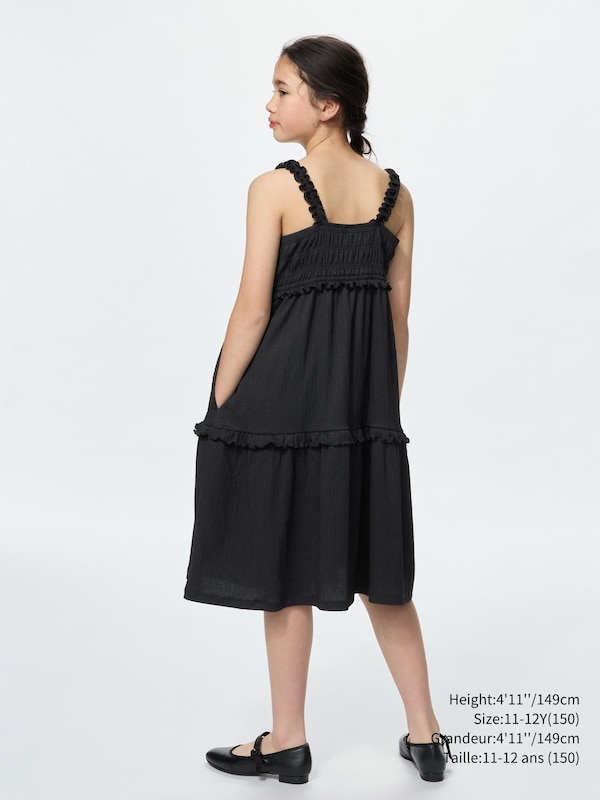 Shirring Dress Sleeveless | Solid