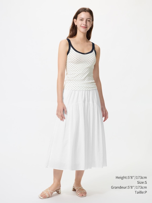 FEMME CAMISOLE CÔTELÉE EN DENTELLE COL EN V