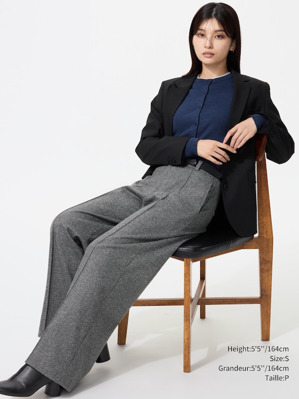 Brushed Jersey Wide Pants | Herringbone
