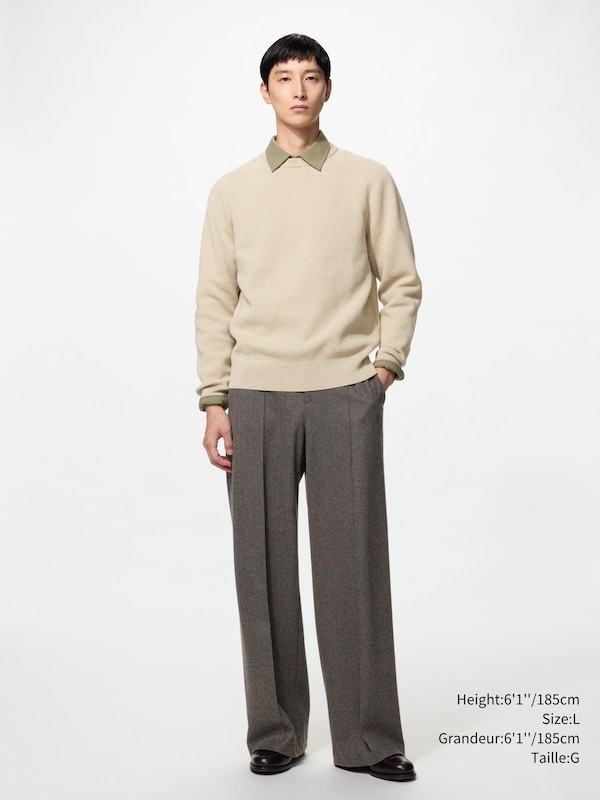 Brushed Jersey Wide Pants | Tall | Herringbone