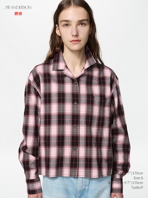 FEMME CHEMISE DROITE EN FLANELLE MANCHES LONGUES
